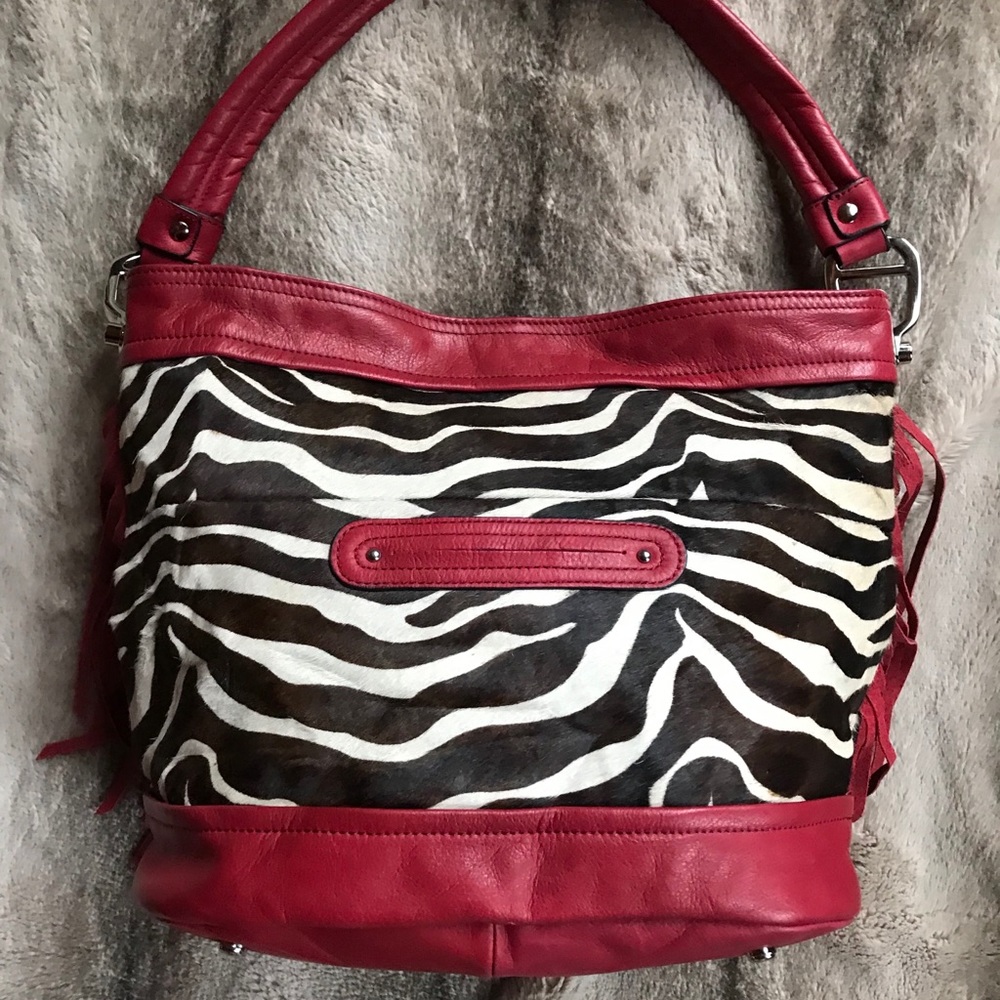 B. Makowsky Leather/Cow Hair Bucket/Shoulder Bag